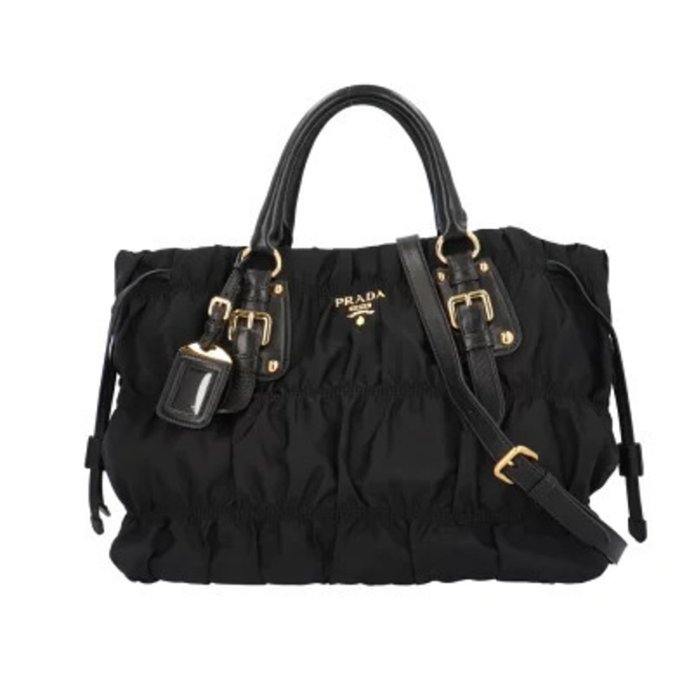 Prada Tessuto Saffiano Leather Shoulder Bag Black